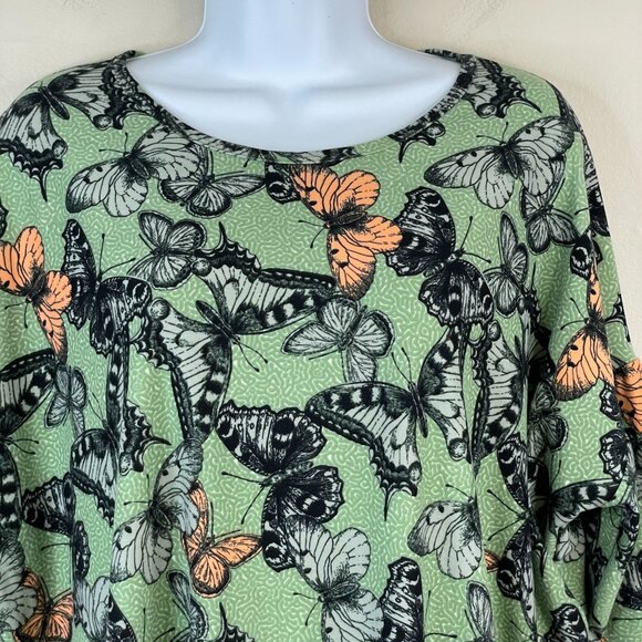 Lularoe Womens Butterfly Tunic Top Size M Green All Over Print Comfy Soft Irma - Picture 5 of 10